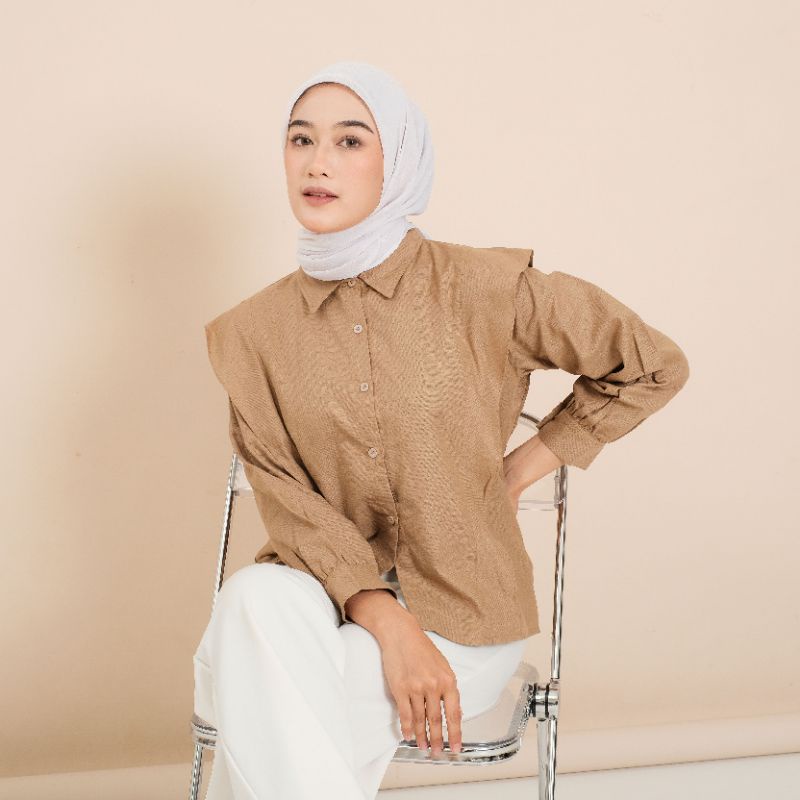 Zia Blouse Linen - Kemeja Rempel