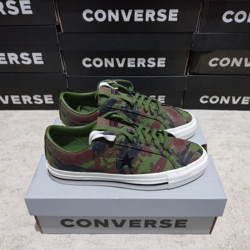 Converse One Star Pro Brushstroke Camo Canvas Ox - Cypress Green/Black/White [A03678C]