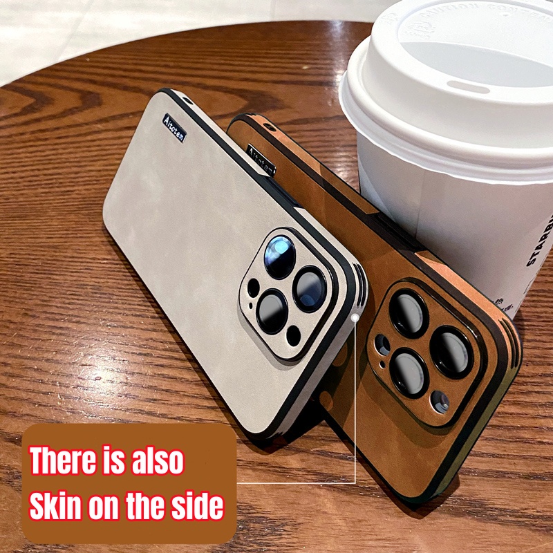 Casing Kulit Premium iPhone 14 Pro Max Case14 Plus 13 12 Pro Max Pelindung Kamera lens Case14 Promax Sepenuhnya Tertutup shock protection hard back cover