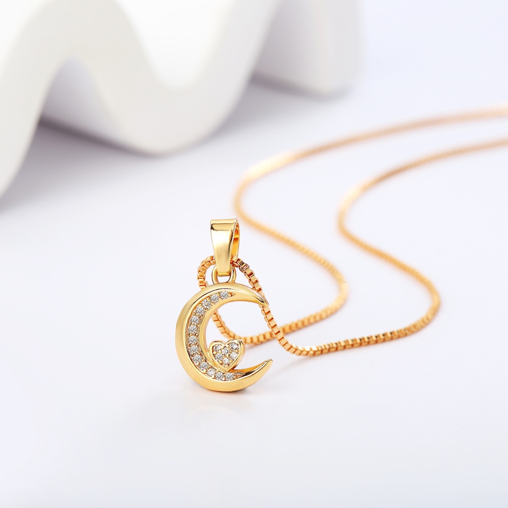 Y932 【Barang spot】Kalung Wanita Korea Fashion Bulan Anti Karat dan Anti Luntur Sederhana Temperamen Klavikula Rantai Aksesoris Fashion