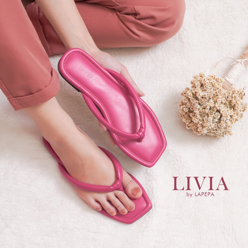 AVLINSTORE - tipe LIVIA Sandal Wanita Jepit Flat Cewek Teplek Kekinian Empuk