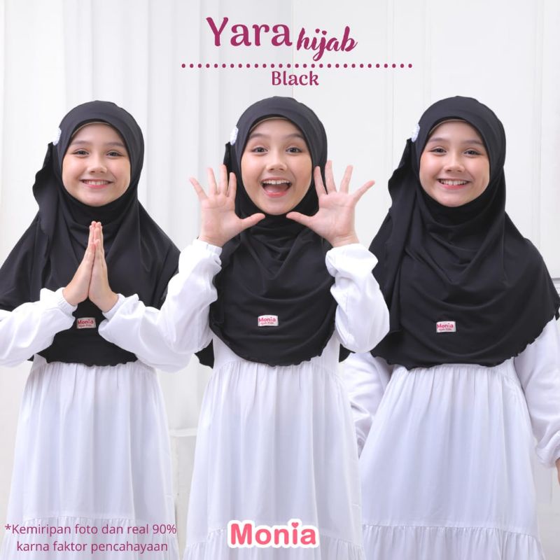 Yara Hijab by Monia Hijab Kids Black size MLXL | Hijab terlaris