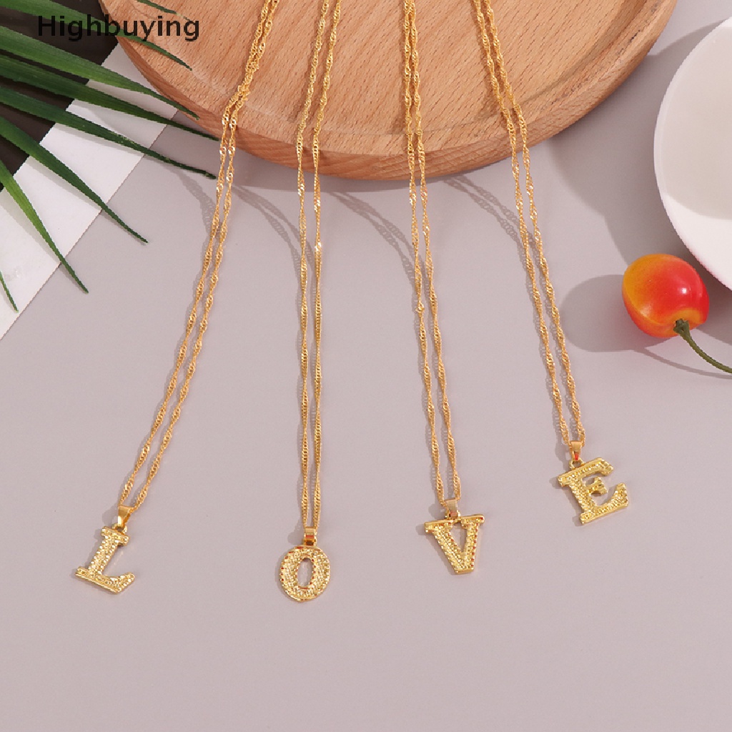 Hbid 1pc Kalung Huruf A-Z Liontin Emas Anti Karat Untuk Pria Dan Wanita Glory