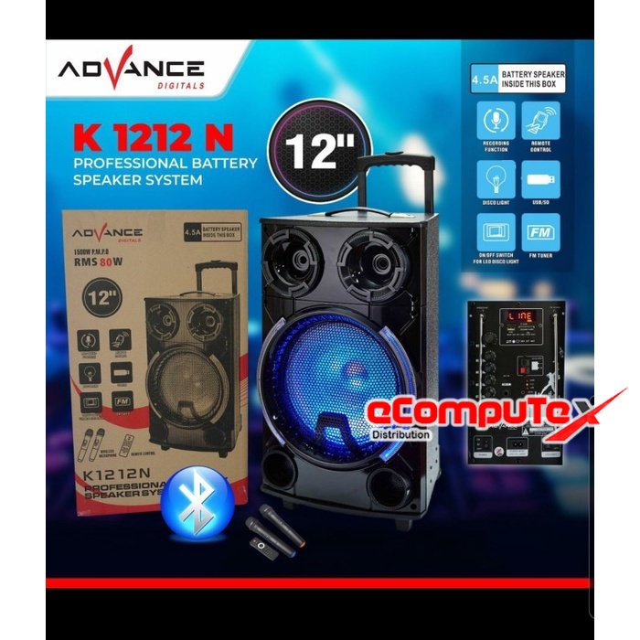 SPEAKER KARAOKE ADVANCE 12&quot; K-1212N SPEAKER BLUETOOTH KARAOKE 12 INCH K1212 N GARANSI RESMI