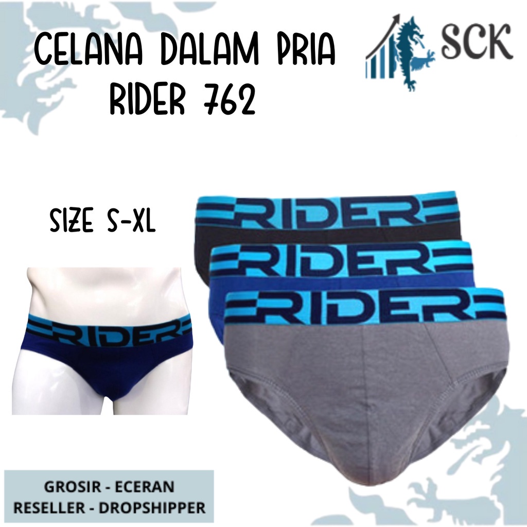 [ISI 3] CD Pria RIDER 762 Aneka Warna / Celana Dalam Pinggang Karet R762B S-XL / Pakaian Dalam Laki-laki  - sckmenwear GROSIR