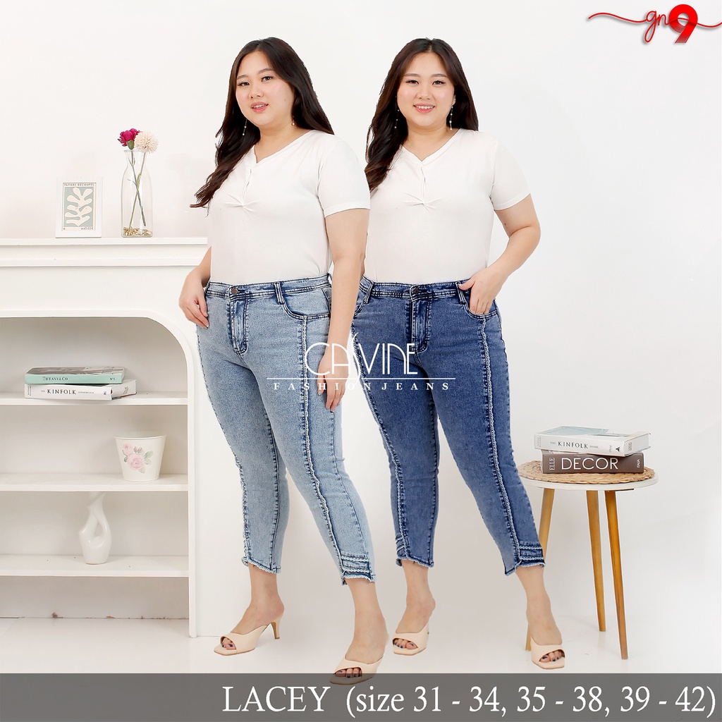 CASVINEJEANS | Celana Jeans Wanita Cewek Lacey Renda 2 Warna Bigsize Jumbo Mom Jeans