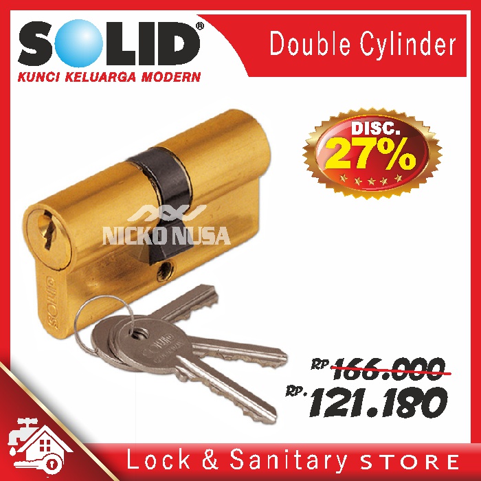 Double Cylinder SOLID DC 02-60 US4 Kunci Pintu, Cylinder Pintu