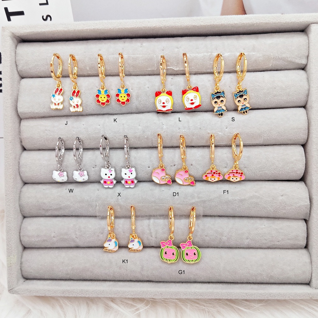 Anting Anak Kecil Tanggung ABG Xuping Karakter Lucu Love Daun Imut Lapis Emas - BE272