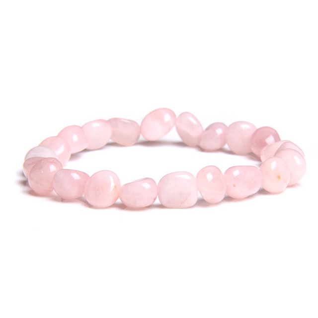 Gelang Batu Kristal Tumbled Alam Cinta Rose Quartz Untuk Energi Cinta