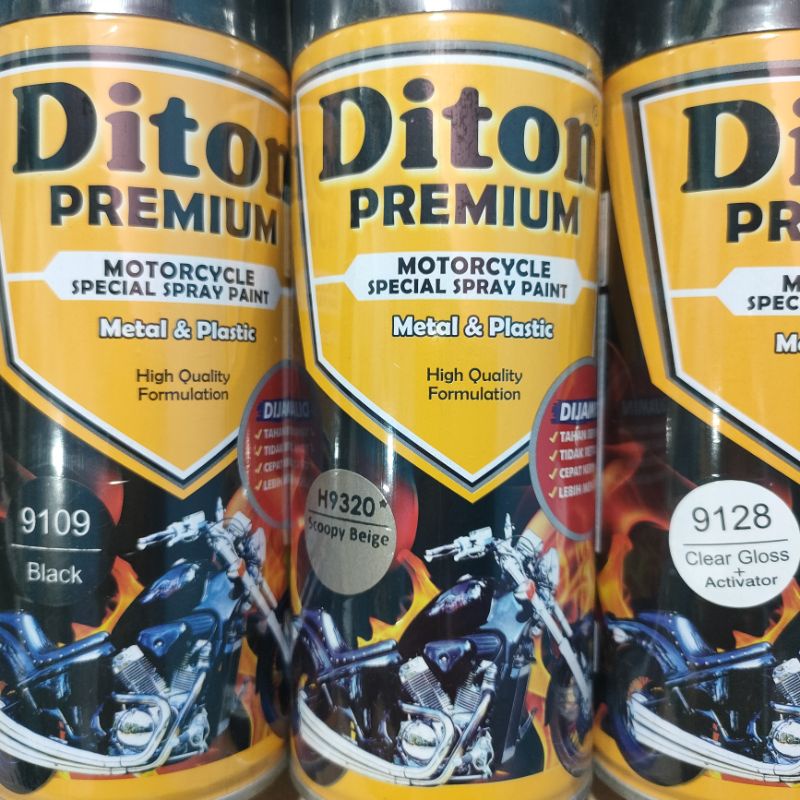 Diton Premium Paket Lengkap 3 Kaleng 400cc Scoopy Beige 9320 Black 9109 Clear Glossy 9128 Pilox Pilok Cat Semprot Spray Paint