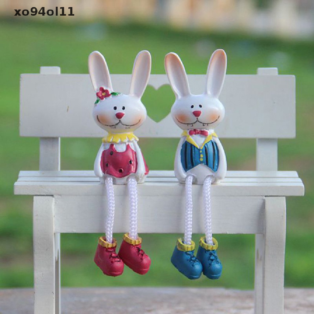 Xo 4Pcs/set Patung Kelinci Bunny Lucu Dengan Kaki Panjang Patung Boneka Kelinci OL