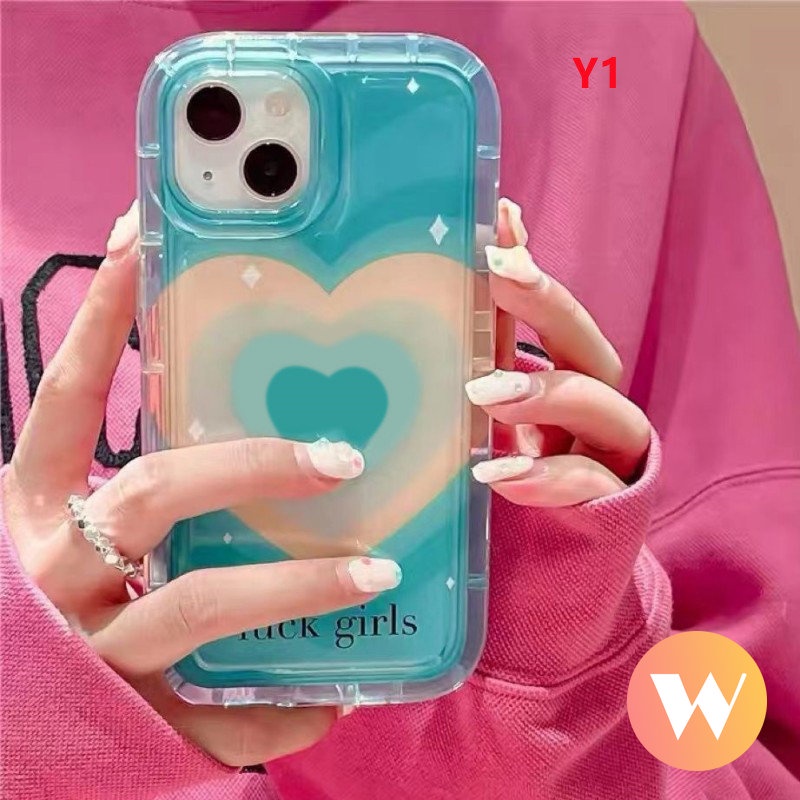 IPHONE Case Kompatibel Untuk Iphone11 13 14 12 Pro MAX XR X XS Max7 8 6 6S Plus SE 2020 Shockproof Airbag Permen Warna Ins Gradasi Cinta Manis Hati Silicon TPU Lembut Penutup Bening