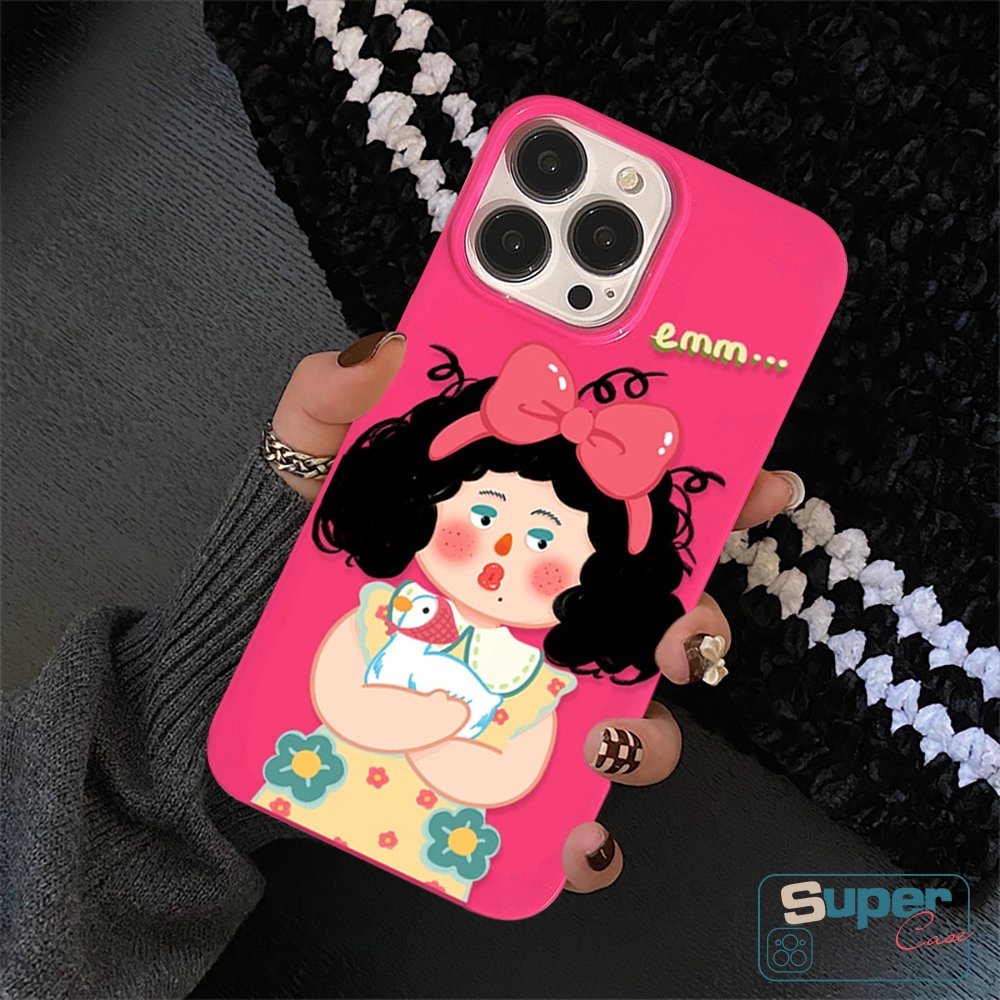 IPHONE Glossy Kartun Permen Lucu Imut Gadis Case Kompatibel Untuk Iphone11 13 14 12 Pro Max XR 7 8 Plus X XS Max SE 2020 Kamera Perlindungan Tahan Guncangan Ros Merah Lembut Tpu Silicon Back Cover