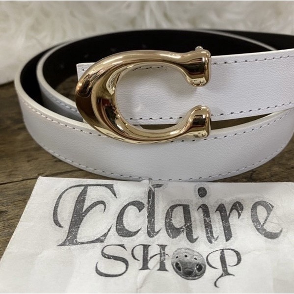 BELT WANITA COACH 2 5CM BAN LOGO C PUTIH BELT WANITA CEWE GESPER FORMAL FASHION MURAH TERJAMIN D2T6 