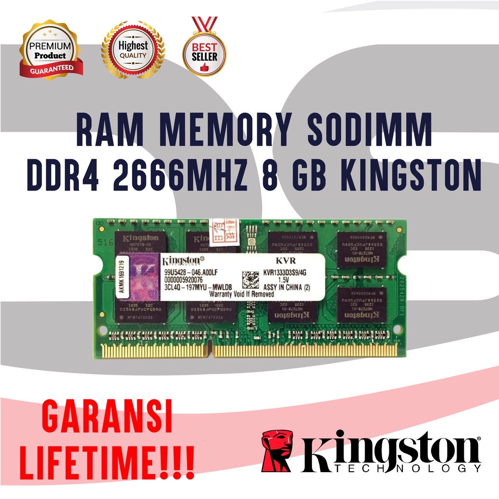 RAM MEMORY LAPTOP SODIMM DDR4 8GB 2666MHz KINGSTON