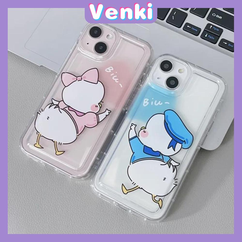 Case iPhone 14 Pro Max Soft TPU Clear Pink Blue Jelly Airbag Case Cute Cartoon Couple Duck Camera Protection Shockproof For iPhone 14 13 12 11 Plus Pro Max 7 Plus X XR