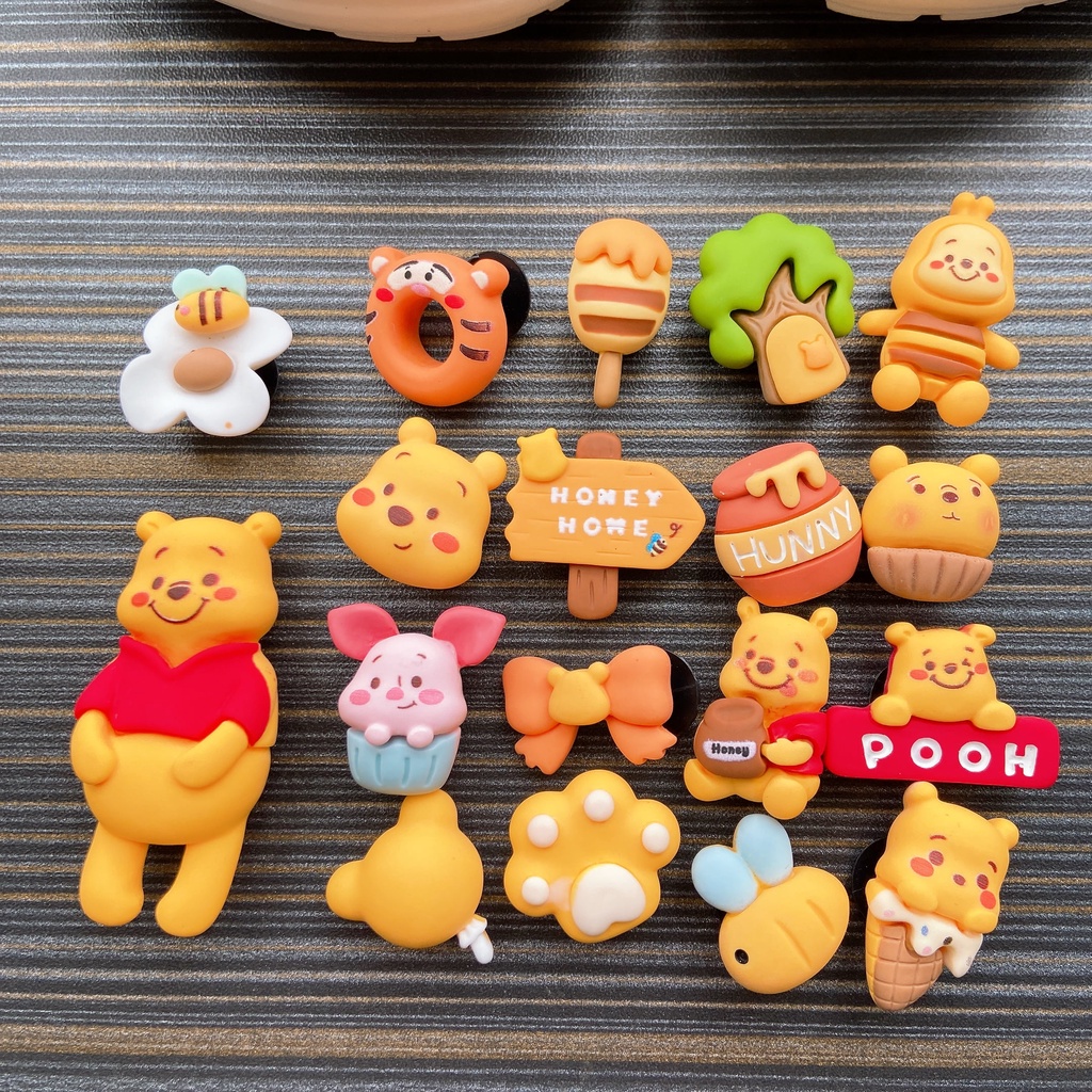 18pcs Winnie the Pooh Cros Jibitz Shoes Charm Sandal Aksesoris Sepatu Hias