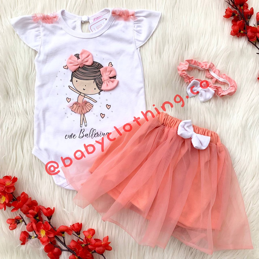 Baju setelan jumper bandana rok gambar lucu fashion anak bayi cewek perempuan cantik -ELLY