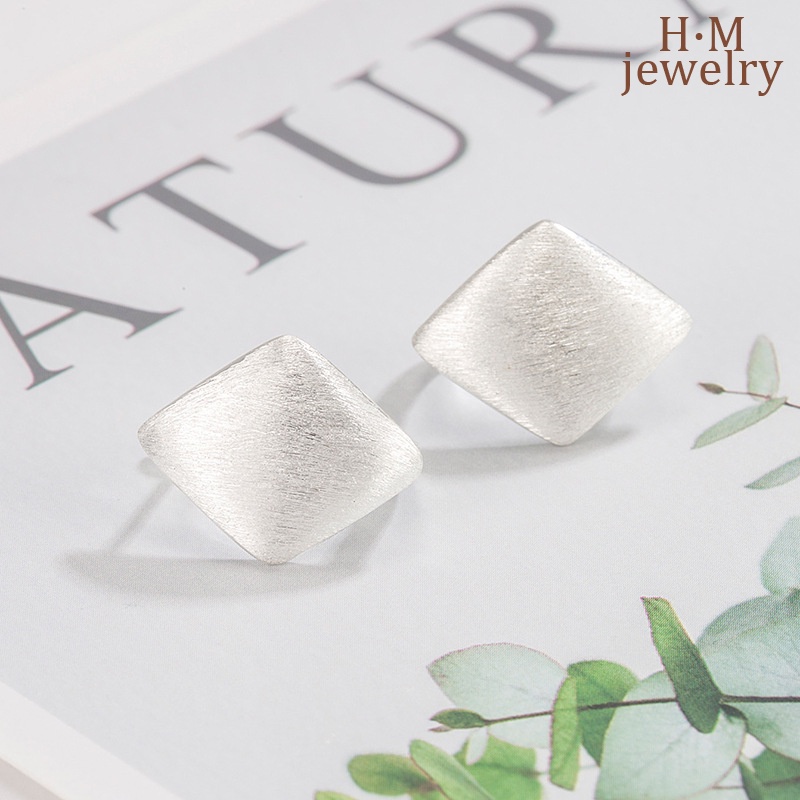 Anting Retro Frosted Brushed Rhombus High Sense Anting Gaya Frosty2023