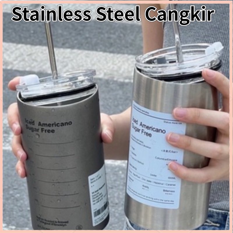 【COD】600ML Coreana Cafe Dari Stainless Steel 304 Kapasitas Besar 600ml American Insceding Cup