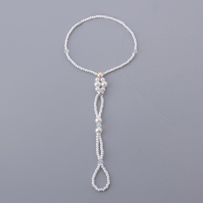 Modisfashion Musim Panas Pantai Imitasi Mutiara Kaki Elastis Jari Kaki Rantai Pearl Feet Chain