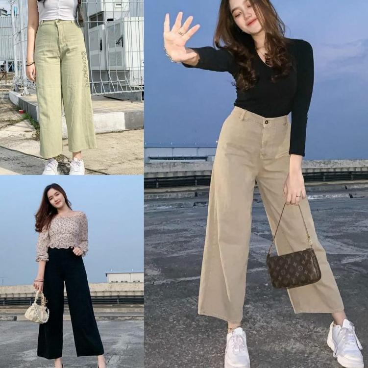Harga Termurah Celana Kulot Wanita Jeans Warna Kulot Lilac Putih Army Coklat Khaki Jins Masakini