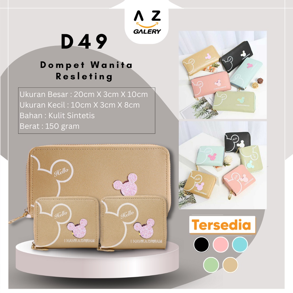 Dompet Panjang Mini Zipper Wanita Kulit Sintetis Motif Kartun Dompet Kulit Korea COD Azgalery D49