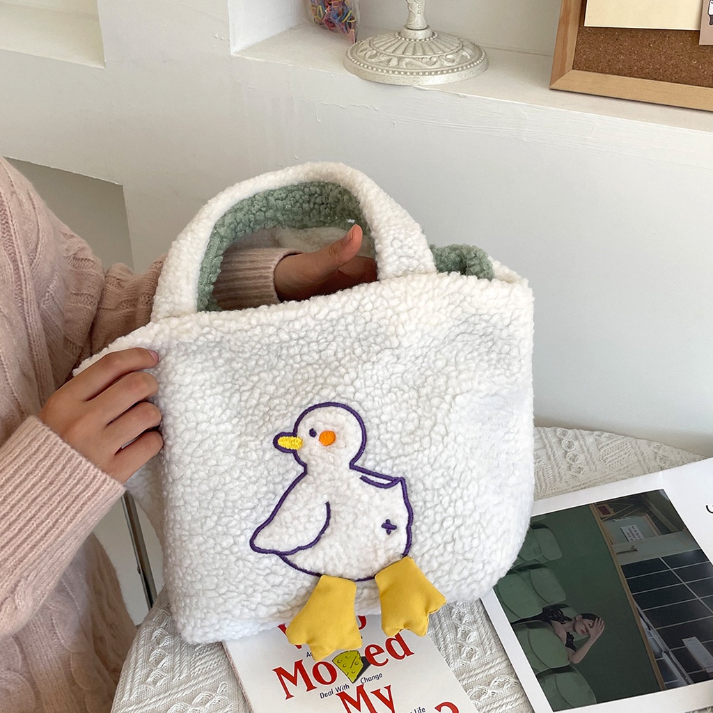 CUTE DUCK PLUSH HANDBAG BISA BOLAK BALIK DOUBLE SIDE