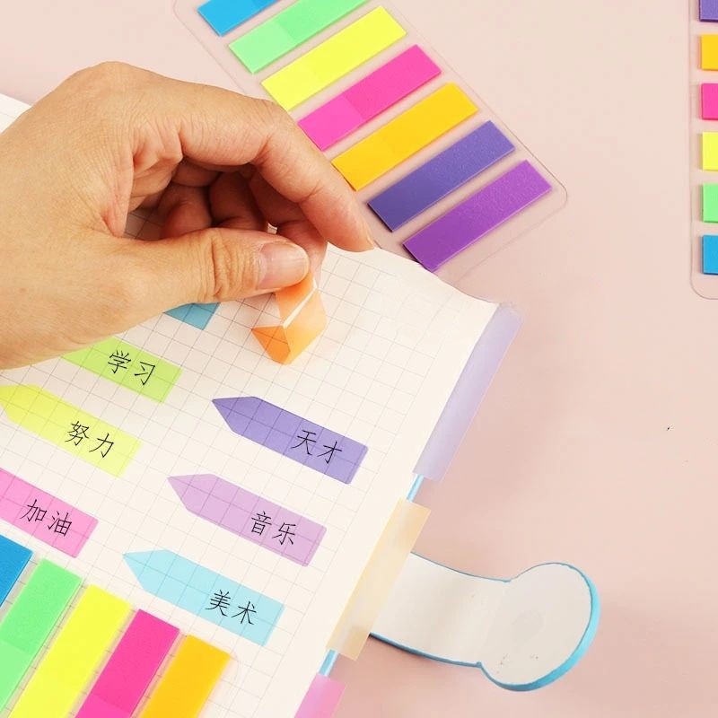 5warna Sticky Note Stiker Scrapbooking Fluorescent Index Notepad Sketchbook Planner Kantor Sekolah Supply Alat Tulis