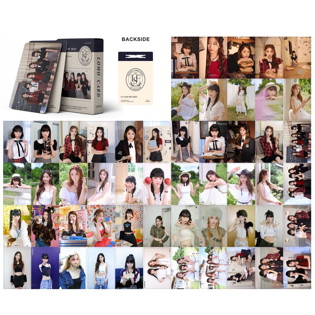 55pcs / box LE SSERAFIM 2023 SEASON'S GREETINGS Photocards SAKURA CHAEWON YUNJIN KAZUHA EUNCHAE Lomo Cards Kpop Postcards READY STOCK