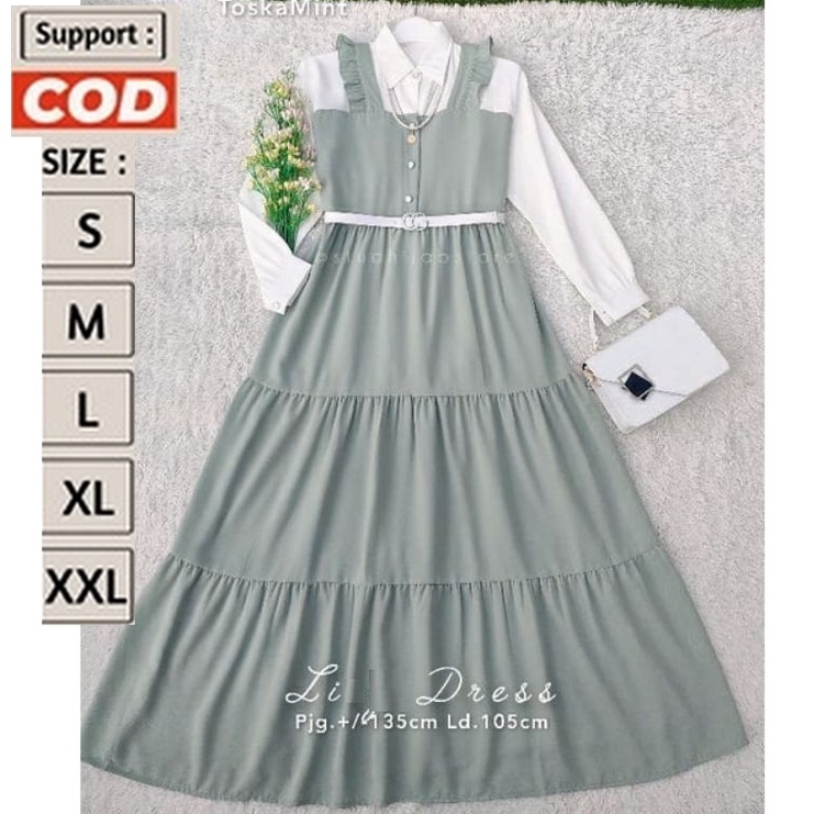 Gamis / Dress Dewasa Remaja Hijau Mint Jumbo Lucu Cantik Modis Kekinian M L XL XXL Terbaru 2023