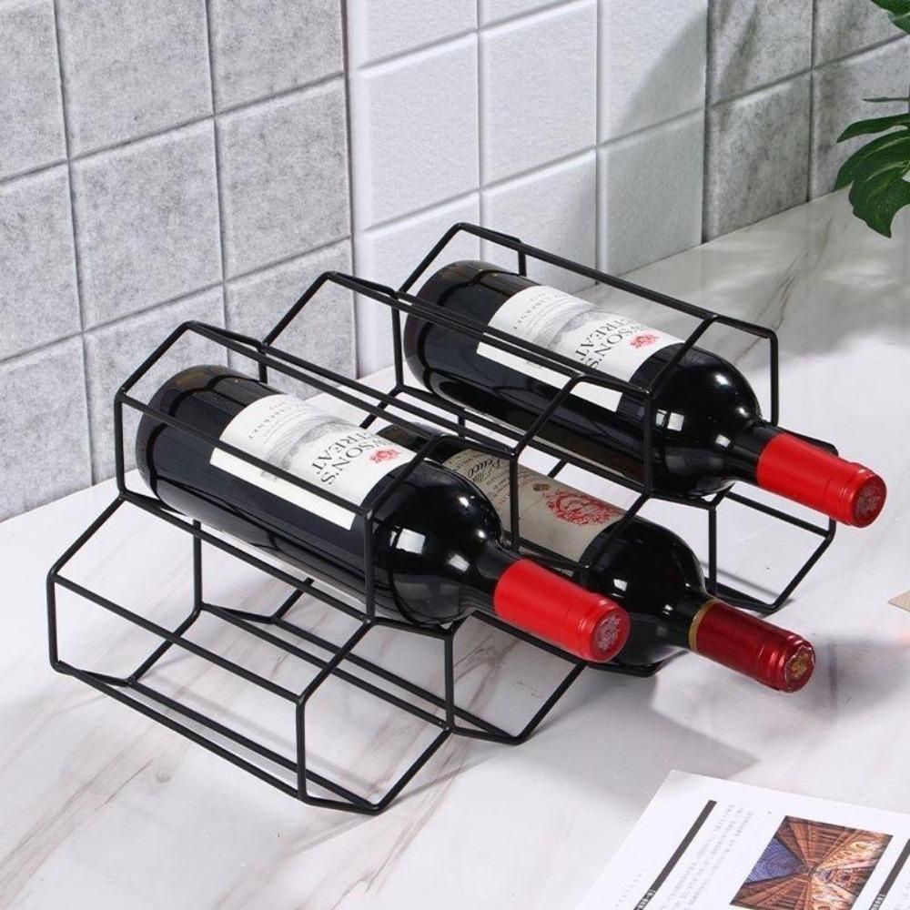 [Elegan] Rak Wine Metal Modern Barware Shelves Penghemat Tempat Hexagon Hias Penyimpanan Botol Anggur