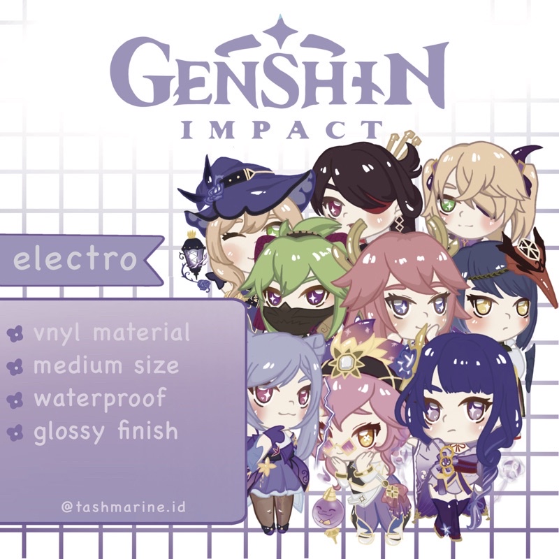 Tashmarine | Genshin Impact Electro Character Stickers | Vnyl Glossy sticker fanmerch Genshin