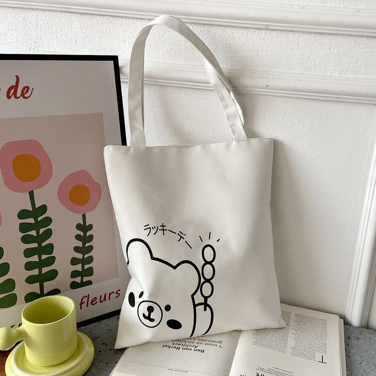 MYSTIQUE.ID-TOTE BAG CUTE BEAR-TOTE BAG LUCU KEREN DAN AESTETIC