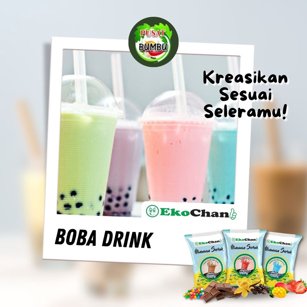 Bubuk Minuman Aneka Rasa 250 gram / Serbuk Minuman Instan EkoChan / Powder Drink Stroberi Coklat Matcha Redvelvet  Vanilla Latte Taro Milkshake / Pusat bumbu
