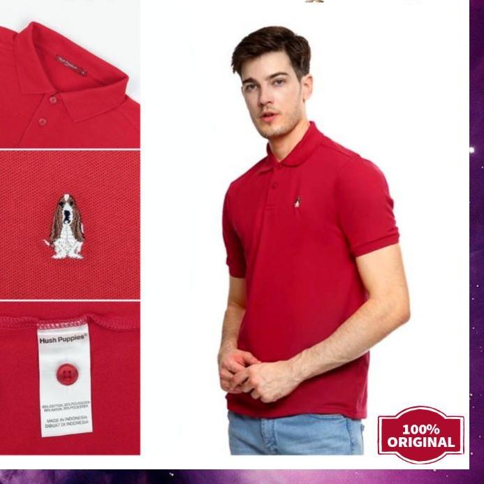 ➭ Kaos Kerah / Polo Hush Puppies Faldo Original Branded Sale Merah ✷
