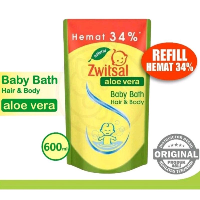 Jual Zwitsal Baby Bath Hair & Body Natural Aloe Vera Zwitsal Refill ...