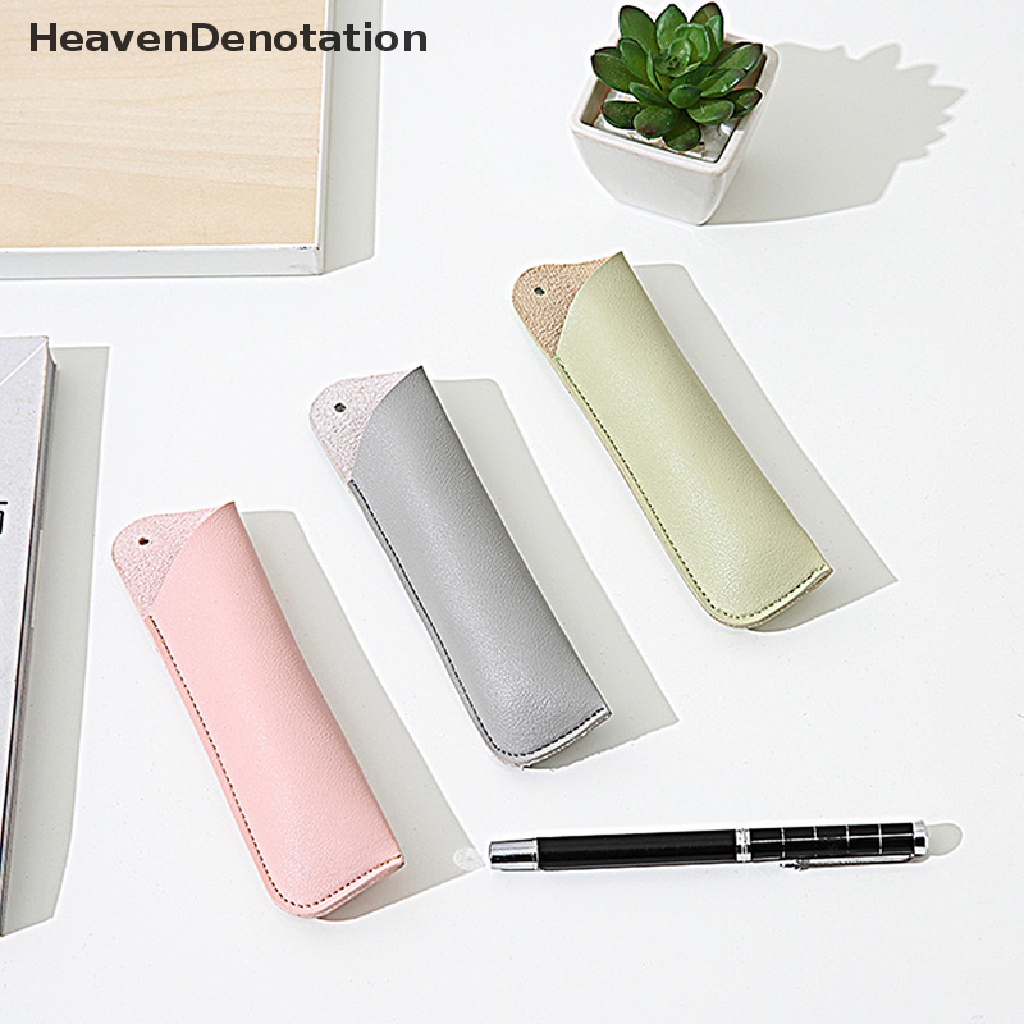 [HeavenDenotation] Pu Leather Pencil Case Tas Penyimpanan Pulpen Sekolah Lucu Pen Case Kawaii Pen Pelindung Lengan Kecil Sign Pen Cover Leather Case Hadiah HDV