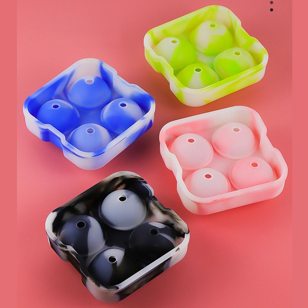 Ice Cube Tray 4grids Silicone Cetakan Bola Es Reusable Kitchen Bar Baking Maker Dengan Tutup