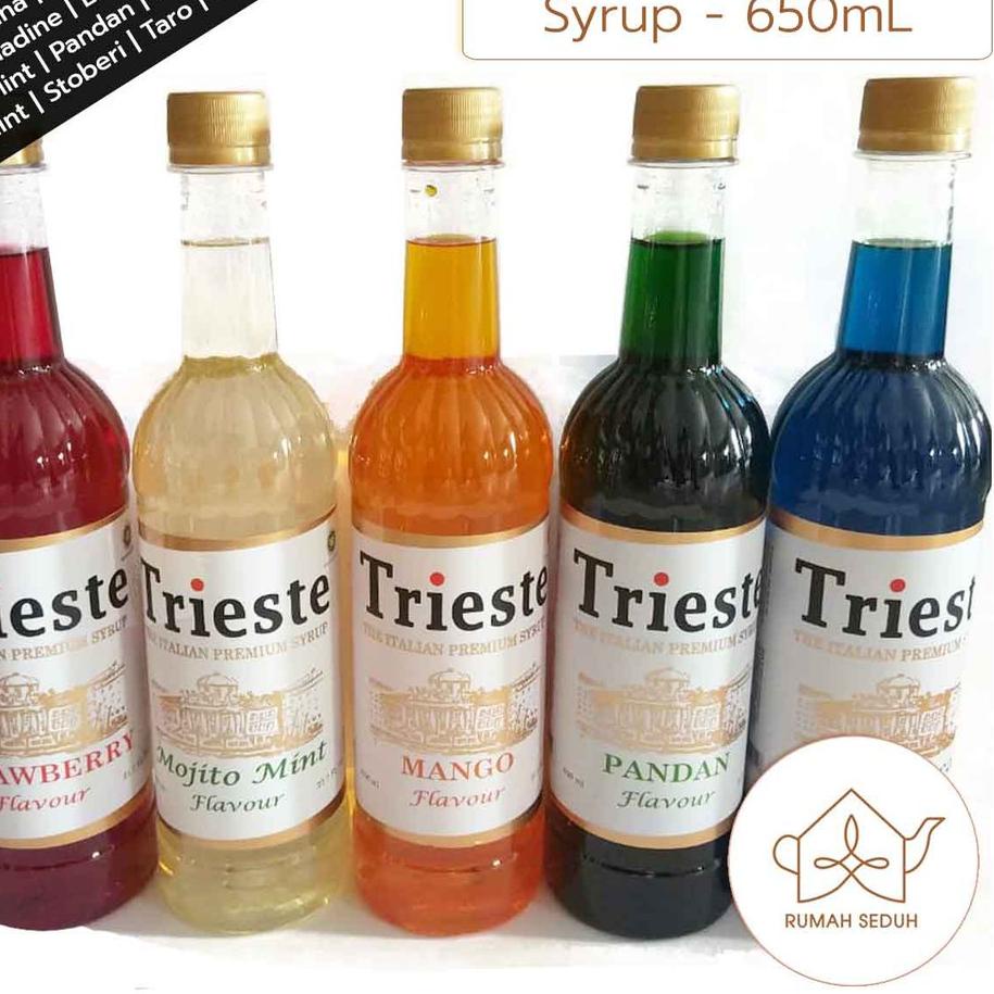 

♬ Trieste Italian Syrup 650mL - Tea and Mojito Syrup- Banana, Blue Curacao, Lychee, Mango, Mint, dll ℮