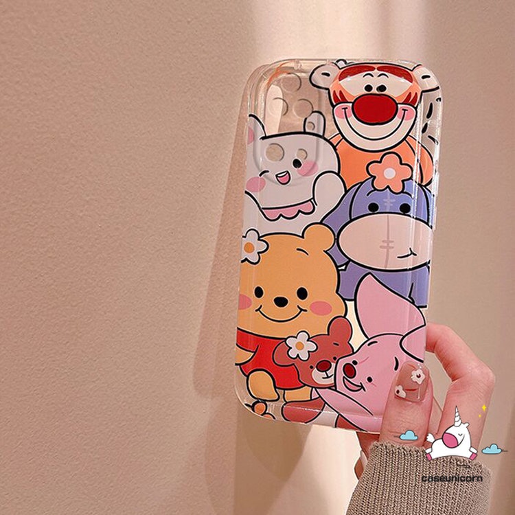 Casing Kompatibel Untuk iPhone 7plus XR 11 14 13 12 Pro MAX 6 6S 7 8 Plus X XS MAX Kartun Lucu Disney Winnie the Pooh Manyo Piglet Tigger Silicon Airbag Shockproof Soft Case Cover