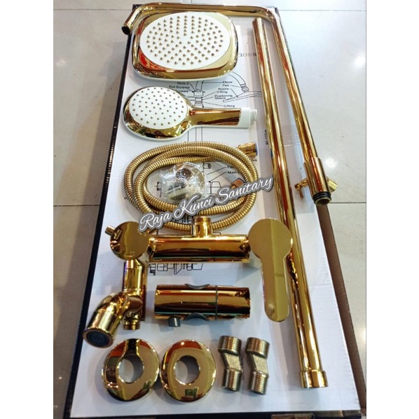 Shower Tiang/Column/Panas Dingin/Shower Set/Gold/Brass/Kuningan/Premium