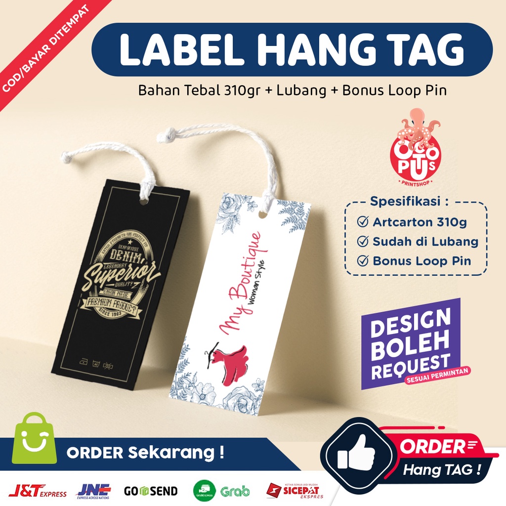 

Label Hang Tag Custom Size 2 bonus tali label baju custom , hangtag , handtag , handstag , price tag , label merek baju