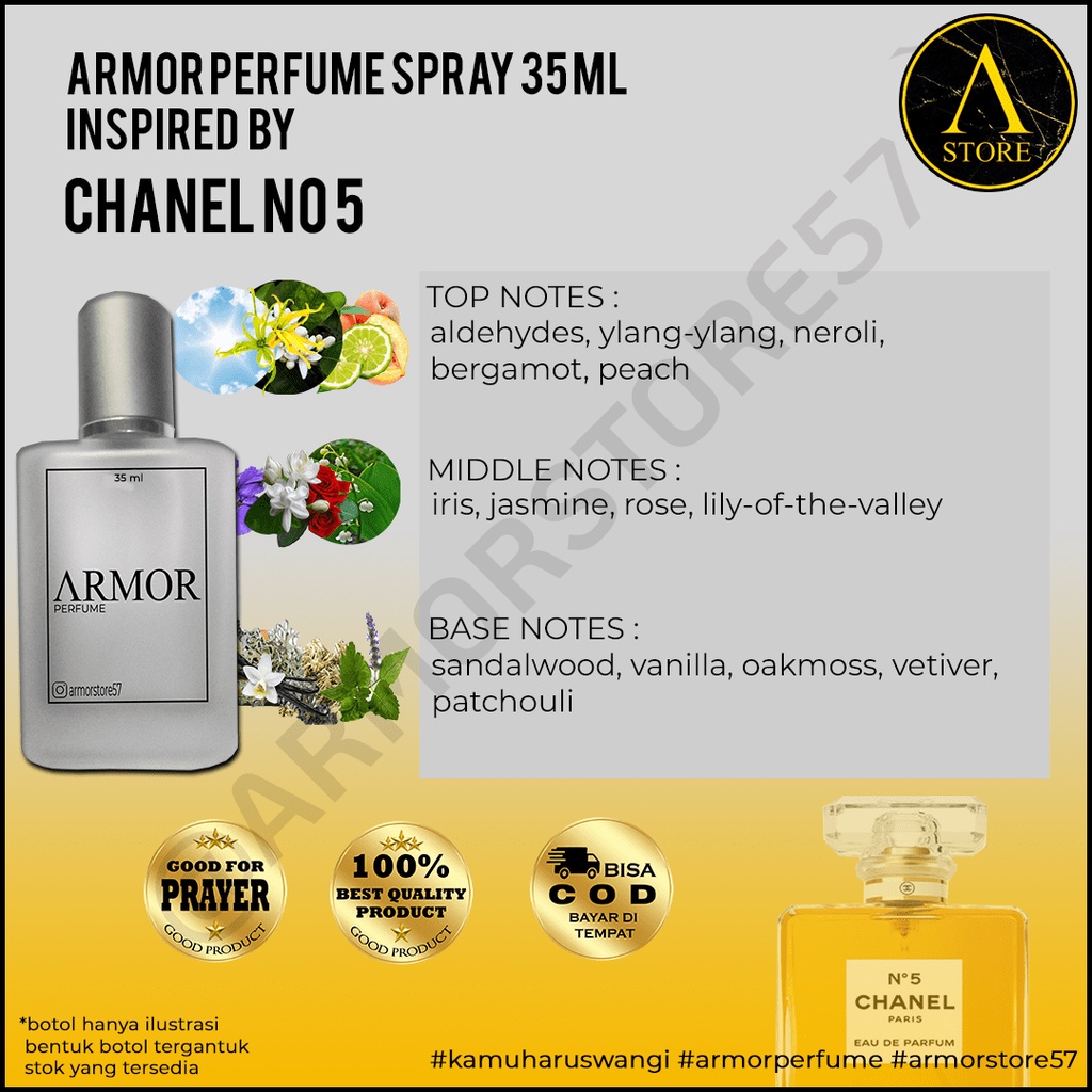 ARMOR PERFUME SPRAY 35 ML INSPIRED BY CHANEL NO 5 PARFUM WANITA VIRAL TIKTOK BISA COD BAYAR DI TEMPA