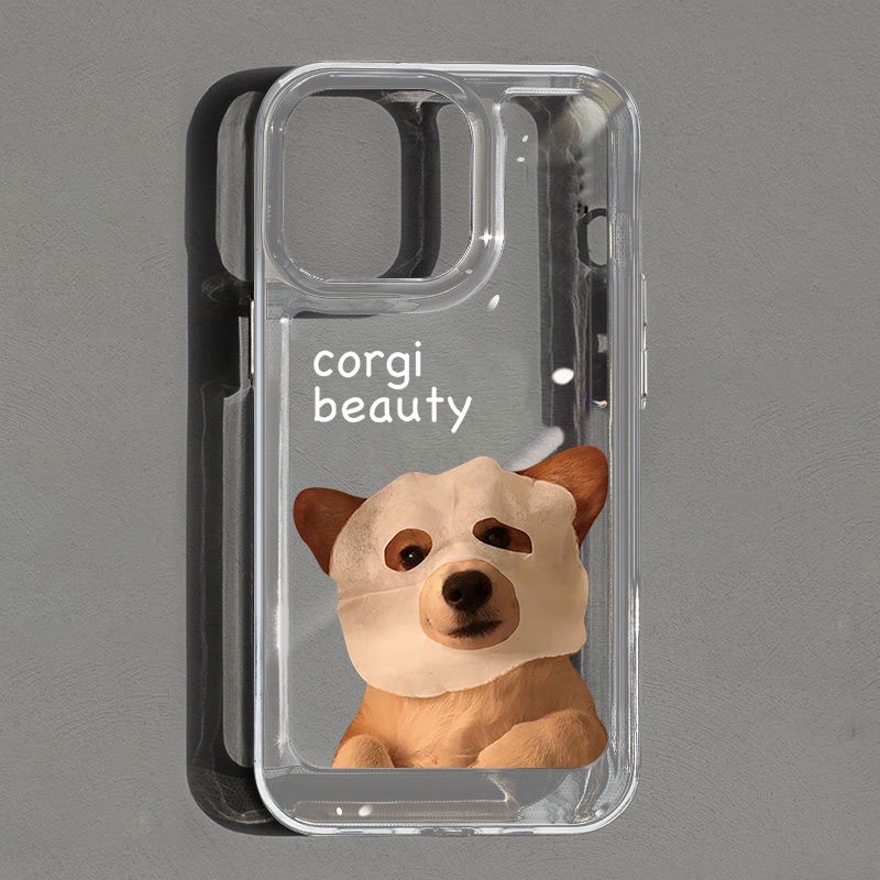 IPHONE Casing Ponsel Lembut Anjing Lucu Kompatibel Untuk Iphone11 14 13 12 Pro Max XS XR X8 7 6S Plus Casing Transparan TPU Silikon Shockproof Cover