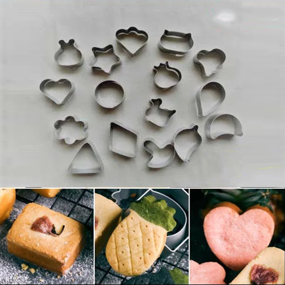 1 Set Isi 16 Pcs Cetakan Kue Kering / Cetakan Kue Kacang Cookie Cutter Kue Kering Karakter Praktis - Cetakan Nastar Isi 16 Model