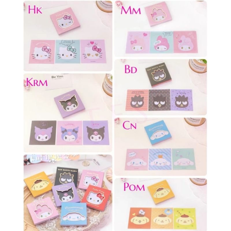 

CL Memo mini Hello Kitty Melody Kuromi Badtz Pom Cinamoroll