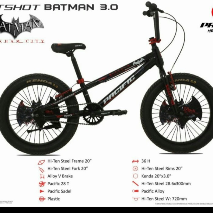 Sepeda Bmx 20 Inch Pacific Hotshot Batman 3.0 Ban Besar #Original