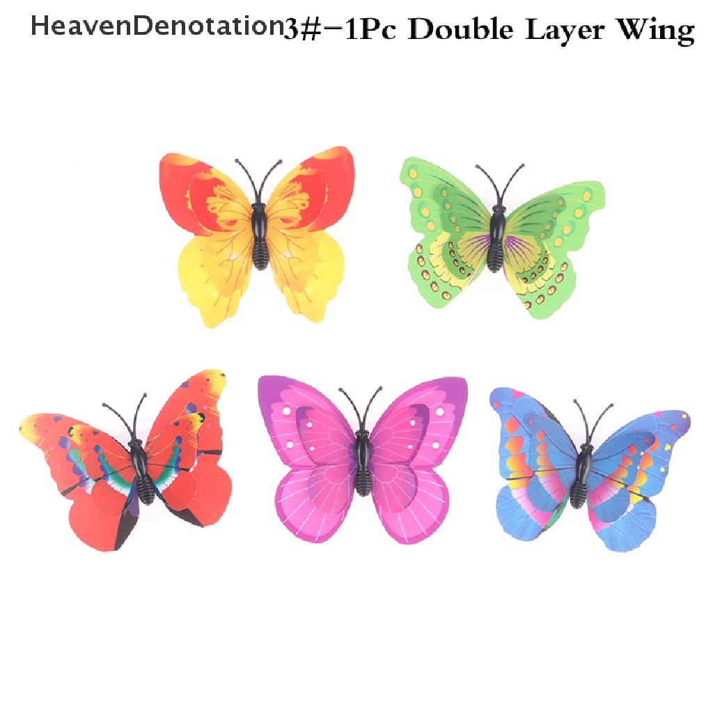 [HeavenDenotation] 1pc LED Butterfly Night Light Pasteable 3D Butterfly Stiker Dinding Warna-Warni Lampu Malam Rumah Taman Pesta Dekorasi DIY Ruang Tamu Stiker Dinding Lighg HDV