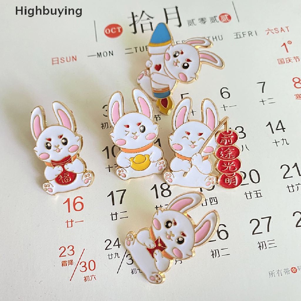 Hbid Tahun Baru Kelinci Alloy Pin Rabbit Bros Kartun Kelinci Pakaian Lapel Pin Lucu Bentuk Hewan Bros Kerah Badge Tas Kartun Perhiasan Aksesoris Glory